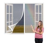 Mosquiteras para Ventanas Magneticas 110 x 150 cm Imanes Se Cierran Automáticamente Mosquiteras Ventanas Magnética Lavables Adecuada para Decoración Del Hogar, Blanco