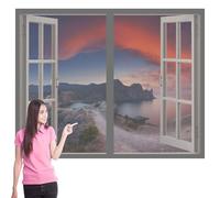 Mosquiteras para Ventanas Magneticas 80 x 110 cm Protección Contra Mosquitos y Moscas Mosquitera Magnética Ventana Fácil de Limpiar para Balcón Corredera Terraza, Gris