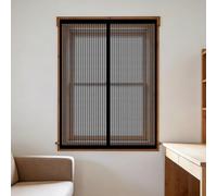 Mosquiteras para Ventanas Magneticas 85 x 145 cm sin Taladrar Ni Atornillar Mosquitera Ventanas Adhesiva Lavables para Balcón Corredera Terraza, Negro