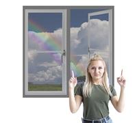 Mosquiteras para Ventanas Magneticas 95 x 100 cm Imanes Se Cierran Automáticamente Mosquitera sin Taladrar Fácil de Ensamblar Autoadhesivo para Todas Las Ventanas, Gris