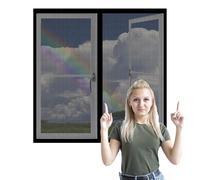 Mosquiteras para Ventanas Magneticas 95 x 100 cm Imanes Se Cierran Automáticamente Mosquitera sin Taladrar Fácil de Ensamblar Autoadhesivo para Todas Las Ventanas, Negro