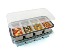 MOSTFUN Juego de 2 moldes de silicona para congelación con tapa, 250 ml y 500 ml, grandes recipientes para congelar sopa, caldo, salsa, cubitos de hielo y hornear, sin BPA, incluye 10 pegatinas de