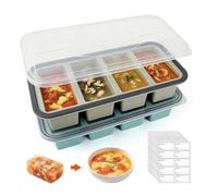 MOSTFUN Juego de 2 Moldes de Silicona para Congelar con Tapa, 250 ml y 125 ml, Recipientes Reutilizables sin BPA para Sopa, Caldo, Salsa, Cubitos de Hielo y Horneado, con 10 Etiquetas