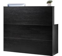 Mostrador de recepción, 140 x 80 x 120 cm (aproximadamente 55.12 x 31.50 x 47.24 pulgadas). Mostrador en forma de L para recepción, mesa frontal para oficina con cajón, bandeja para teclado y armario