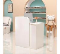 Mostrador de recepción Moderno con Panel Curvo de privacidad y Tira de luz LED, cajones con Cerradura, 6 Opciones de Color, mostrador Compacto for salón, oficinas y Boutique.(White)
