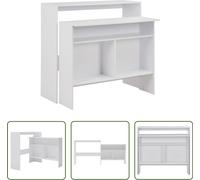 Mostrador tipo barra "The Living Store" con 2 superficies de trabajo, color blanco, dimensiones 130x40x120 cm