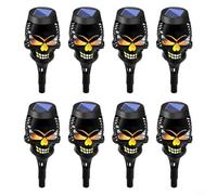 MoSundi 8 piezas de calavera solar para luces de antorcha, IP65 LED impermeable para linternas de efecto de llama, decoración de jardín al aire libre, camino espeluznante para fiesta de iluminación