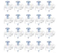 MoSundi Juego de 20 clips de retención de vidrio de plástico transparente, 13 mm de diámetro para puerta de armario y soportes de espejo con tornillos de montaje, ajuste para vidrio de 3 a 4 mm de
