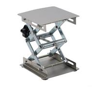 MoSundi Mesa elevadora de tijera de acero inoxidable, soporte ajustable manual de 100 mm, cuadrado para enrutador de laboratorio
