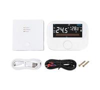 MoSundi Tuya Termostato inalámbrico RF para caldera, controlador de calefacción programable con pantalla grande, ajuste giratorio, interruptor Celsius Fahrenheit, fallo de alimentación para memoria