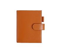 Moterm Funda de cuero para cuaderno A6 - Se adapta a los planificadores Hobonichi Cousin, Stalogy y Midori MD, con trabilla para bolígrafo, ranuras para tarjetas y bolsillo trasero (Guijarro-Naranja