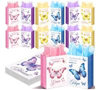 Motipuns 24 bolsas de regalo cristianas para el día de la madre con pañuelos religiosos de mariposa bíblica, bolsas de regalo a granel con asas para iglesia, boda, bautismal, día de la madre