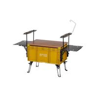 MotiveTech Contenedor de Almacenamiento Exterior Caja de Campamento Plegable Baúl Organizador Superficie de Apoyo para Cocina Módulos Expandibles Aluminio Ruedas, Amarillo Jengibre