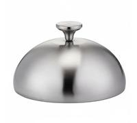 MotiveTech Cubierta Redonda Plato Tapa para Acero Inoxidable Resistente Mango Antitérmico Superficie Lisa Aplicable para Servicio Gastronómico Chef Hogar Comidas Festivas, Plata, 23CM