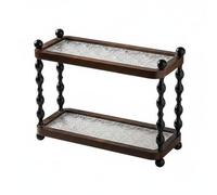 MotiveTech Estante de Madera de 2 Niveles Diseño Elegante Estantería de Exhibición Retro Estilo Rústico Bandeja Organizadora para Baño para Escritorio, Tocador, S