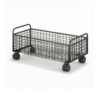 MotiveTech Estantería Móvil Carrito Librero con Ruedas Organizador de Malla de Hierro de Uso Diario con Estructura Firme Adecuada, Negro, Cesta De Almacenamiento De Una Sola Capa con Ruedas