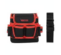 MotiveTech Funda Electricista Bolsillo Múltiple Gran Capacidad Cinturón Portaherramientas Multibolsillo Accesorio Profesional para Electricistas, Trabajo, Rojo, Pequeño