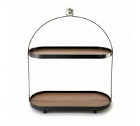 MotiveTech Organizador Escritorio con Ruedas Robusto Estante Escritorio con Ruedas Portátil Carrito para Maquilladores, Tocador, Negro-Madera De Nogal, Estante De Almacenamiento De Dos Niveles