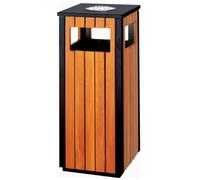 MotiveTech Papelera con Cubo Interior Cuadrado Contenedor Basura con Listones Metálico para Ayuntamientos, Jardines
