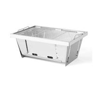 MotiveTech Parrilla de Carbón Portátil Plegable Barbacoa de Acero Inoxidable Estufa de Carbón Parrilla de Mesa Estructura 304 y Malla Reforzada Adecuada para Camping Picnic Terraza Viajes Cortos