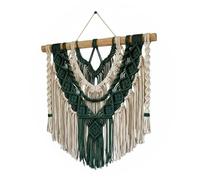 MotiveTech Tapiz de Pared Bohemio Macramé Decoración Pared Hecha a Mano con Detalles Geométricos y Flecos Sobre Dowel de Madera en Tejido Suave Adecuado para, color to 1, 80x80cm