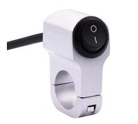 Moto puesta en marcha Interruptor 7/8 Pulg 22mm Interruptor Encendido Apagado Faros Delanteros Motocicleta Para Scooter ATV Aleación Aluminio 2 Cables Luz Negra Interruptores 12V(Silver)