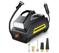 motomoyo Inflador de Ruedas 12V, Compresor de Aire Portátil con Pantalla LCD y Luz LED, Auto-Parada, 35L/M Flujo Rápido, Cable de 2.8m para Coche, Moto, Bicicleta, Pelotas