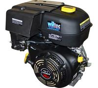Motor de gasolina LIFAN 190 de arranque manual, con un cilindro y 15 CV, diseñado para pequeñas máquinas y karts. Es un motor de 4 tiempos, refrigerado por aire, con un cigüeñal de 25,4 mm, sistema de