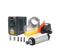 Motor de husillo, Motor de husillo CNC de husillo refrigerado por agua de 1,5 kW/2,2 kW + VFD de 2,2 kW + abrazadera de 80mm + bomba de agua + pinza ER20 de 13 Uds for enrutador CNC(1.5kw with ER11)