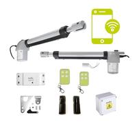 Motor Puerta Batiente 2 hojas - Motores para Puertas Abatibles - Brazo Automatismo para Garaje - Puertas de Garaje MOTIC Domo 4G- Kit (SIN electrocerradura, Kit Estandar + Fotocelulas + WIFI)