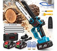 Motosierra a Batería 6/8", Mini Motosierra 2 en 1 Brushless, 1500W, 2×21V 4,0Ah, Lubricación Automática de Cadena, Tensado Sin Herramientas