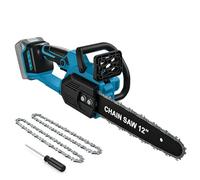 Motosierra a batería, motosierras eléctricas de 12 pulgadas compatibles con Makita 18V (sin batería), motosierra a batería sin escobillas, motosierra de mano de 30 cm, para carpintería y jardín, azul