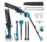Motosierra de Ramas Inalámbrica de alto contacto Profesional compatible con Makita 18V, Sierra de ramas sin escobillas de 8 pulgadas con Mango Telescópico y altura de trabajo Telescópica (Sin batería)