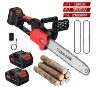 Motosierra eléctrica sin escobillas de 3500W y 12 pulgadas, herramienta eléctrica inalámbrica para podar y trabajar la madera, cortador de jardín portátil para batería Makita de 18V With 2 Battery