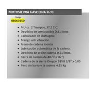Motosierra Gasolina Papillon 38 C.c. / 40 Cm R-39 - Neoferr