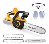 Motosierra inalámbrica de 12 pulgadas compatible con batería Dewalt de 20 V, sierra de cadena de mano sin escobillas de 30 cm, sierras eléctricas con 2 cadenas, engrasador automático y tensión de