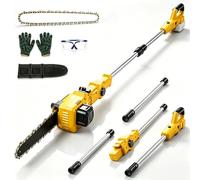 Motosierra telescópica con batería de 8 pulgadas para DeWalt 20 V (sin | Mástil extensible de 1,6 a 2,7 m, cabezal giratorio de 180°, tensión de cadena sin herramientas, incluye cadena de repuesto