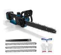 Motosierras eléctricas de 12 pulgadas compatibles con Bosch 18V GBA, motor sin escobillas de 1200 W, longitud de la hoja, lubricación automática de cadena con 3 cadenas de sierra (azul para Bosch)
