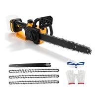 Motosierras eléctricas de 12 pulgadas compatibles con Dewalt 18/20 V, 1200 W, motor sin escobillas de 30 cm de longitud de la hoja, lubricación automática de cadena con 3 cadenas de sierra (amarillo