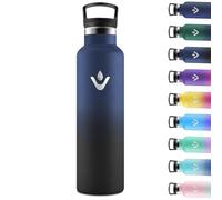 Motswedi Botella agua Termica, 1000ml Doble Aislamiento, Botella Termica 1 litro, Mantener 12H Caliente/24 Frío, Cantimplora, a Prueba de Fugas, Thermoflask, para Viaje, Exterior, Azul Oscuro & Negro