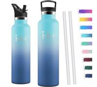 Motswedi Botella agua Termica, 1000ml Doble Aislamiento, Botella Termica 1 litro, Mantener 12H Caliente/24 Frío, Cantimplora, Thermoflask, para Oficina, Hogar, Azul Cielo & Azul Oscuro