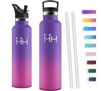 Motswedi Botella agua Termica, 1000ml Doble Aislamiento, Botella Termica 1 litro, Mantener 12H Caliente/24 Frío, Cantimplora, a Prueba de Fugas, Thermoflask, para Oficina, Hogar, Morado & Rojo Rosa