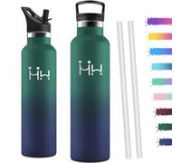 Motswedi Botella agua Termica, 1000ml Doble Aislamiento, Botella Termica 1 litro, Mantener 12H Caliente/24 Frío, Cantimplora, a Prueba de Fugas, Thermoflask, para Oficina, Hogar, Verde & Azul