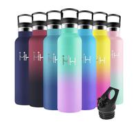 Motswedi Botella Termica 1 litro, 12H Caliente/24 Frío, Botella Agua Acero Inoxidable, Doble Aislamiento, Cantimplora Termica, a Prueba de Fugas, para Oficina, Gimnasio, Verde & Morado Claro