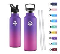 Motswedi Botella Termica 750ml, Botella Agua Acero Inoxidable, Cantimplora Termica, Thermoflask para Agua Fría y Caliente, para Deportes, Viajes y Actividades al Aire Libre, Tiefes Purpur & Rosa Rot