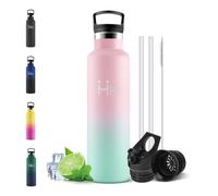 Motswedi Botella Termica 750ml, con Pajita, Botella Agua Acero Inoxidable, Cantimplora Termica, 12h de Bebida Caliente y 24h de Bebida Fría, para Gym, Yoga, Oficina, Rosa claro & Verde claro