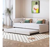 Motuzp - Sofá cama 90/180 x 200, cama 3 plazas sofá, cama cama cama convertible y extensible, plegable, marco de cama con somier de láminas para dormitorio salón (beige + terciopelo)