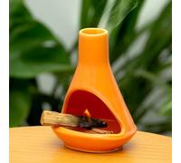 MOUGIGI Soporte de cerámica hecho a mano para chimenea Palo Santo - Moderno quemador de incienso medieval y portavelas - Decoración Zen para el hogar