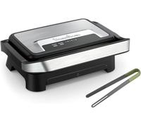 Moulinex Inicio Compact, Plancha de Paninis y Grill de 1000W, Inox, Pinzas