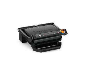 Moulinex OptiGrill+, Parrilla Grill inteligente, 2100 W, 6 programas automáticos, Planchas antiadherentes, Bandeja recogejugos, Negro